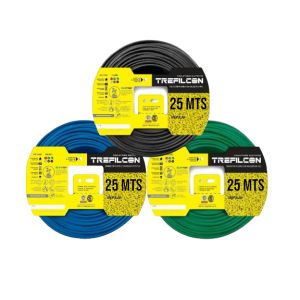 CABLE UNIPOLAR 1.5 MM TREFILCON X 25M PACK X 3 COLORES (NEGRO- CELESTE - VERDE/AMARILLO)