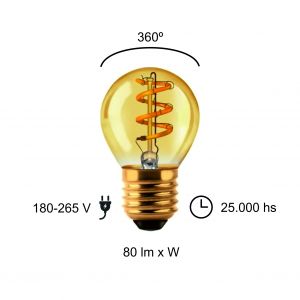 LAMPARA GOTA GOLDEN FILAMENTO LED 3W E27 MACROLED - Vista 4