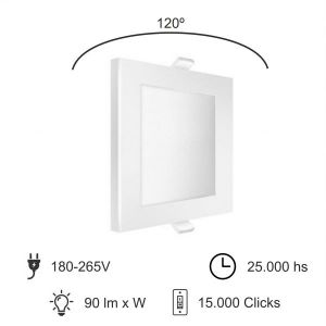 PANEL LED  EMBUTIR CUADRADO 12W MACROLED - Vista 6