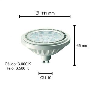 LAMPARA AR111 LED 15W 25º GU10 DE PVC BLANCA MACROLED - Vista 5