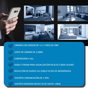 CAMARA DE SEGURIDAD IP SMART WIFI FULL HD 1080P GRABA AUDIO PRONEXT - Vista 8