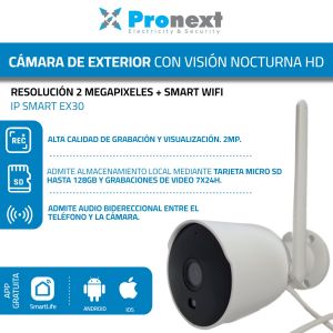 CAMARA DE SEGURIDAD IP SMART CON VISIÓN NOCTURNA HD RESOLUCION 2MP EXTERIOR PRONEXT - Vista 3