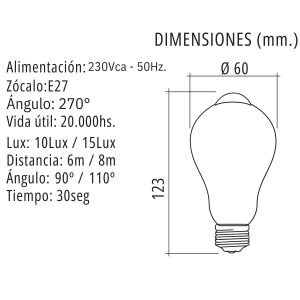 LAMPARAS LED ESPECIALES FOTOCELULA Y SENSOR DE MOVIMIENTO - 10W LUZ DIA TBCIN - Vista 4