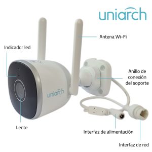 CÁMARA WI-FI TIPO BULLET PARA EXTERIORES HD DE 2 MP UNIVIEW - Vista 4