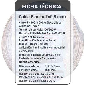 CABLE BIPOLAR PARALELO CRISTAL 0.50MM X 100 MTS EPUYEN - Vista 4