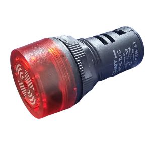 LLAVE PILOTO OJO DE BUEY 22 MM CORTO C/ZUMBADOR 220V CHIN ROJO - Vista 3