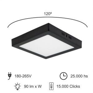PANEL LED  APLICAR CUADRADO 12W NEGRO MACROLED - Vista 7