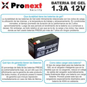 BATERIA DE GEL DE 12V 1.3 AH PRESS - Vista 3