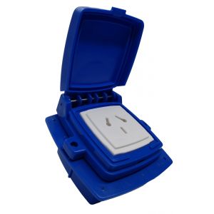 LLAVE 1 TOMA 10A (ESPECIAL) CAPSULADO P/ EMBUTIR AZUL EXULTT  - Vista 2