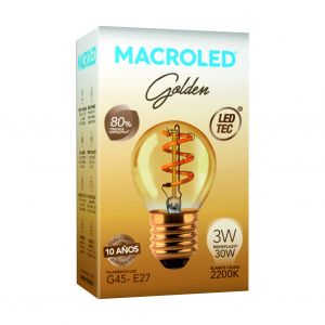 LAMPARA GOTA GOLDEN FILAMENTO LED 3W E27 MACROLED - Vista 2