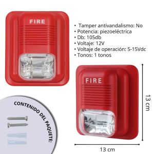 ALARMA EVACUACIÓN INCENDIO CON SIRENA STROBE Y PULSADOR - Vista 4