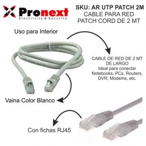 CABLE PARA RED PATCH CORD DE 2 METROS UTP PRONEXT - Vista 2