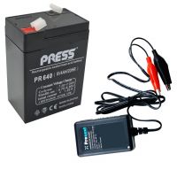 BATERIA DE GEL 6V 4 AH CON CARGADOR DE 6V 1 AH C/ CORTE AUTOMATICO PRONEXT