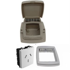 LLAVE 1 TOMA 20A CAPSULADO P/ EMBUTIR BEIGE EXULTT - Vista 2