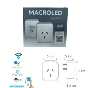 ENCHUFE TOMA INTELIGENTE SMART 10A ALEXA GOOGLE MACROLED BLANCO - Vista 6