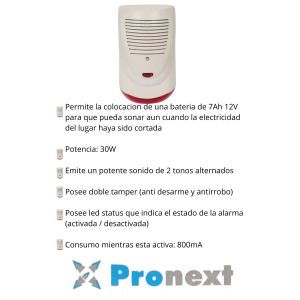 ALARMA CON SIRENA Y BOTON DE PANICO CON LUZ - Vista 2