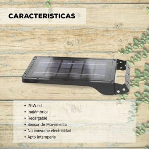 LUMINARIA SOLAR LED 3W EQUIVALE 25W C/ SENSOR DE MOVIMIENTO ATOMLUX - Vista 2
