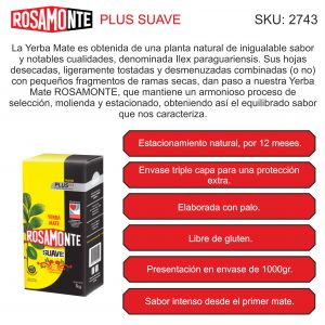 PAQUETE YERBA ROSAMONTE SUAVE PLUS 1000 GR - Vista 1