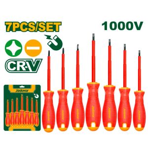 KIT JUEGO 7 DESTORNILLADORES AISLADOS 1000V 3 PLANOS + 3 PHILLIPS JADEVER - Vista 3