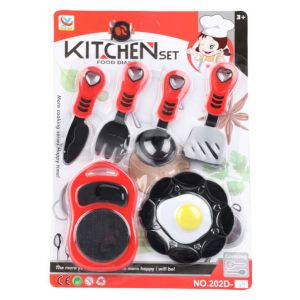 SET DE COCINA CON UTENSILIOS, HORNALLA Y HUEVO FRITO 7PCS