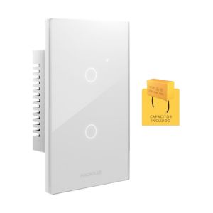 LLAVE LUZ PARED INTERRUPTOR WIFI TOUCH SMART 2 CANAL C/ CAPACITOR 7A MACROLED ROMA - Vista 2