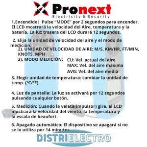 ANEMóMETRO DIGITAL TS-AN816 MIDE TEMPERATURA Y VIENTO PRONEXT - Vista 5