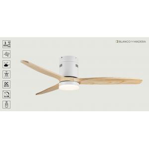 VENTILADOR DE TECHO BLANCO Y MADERA 301A CON LUZ 52” MOTOR DE ALTA EFICIENCIA LEUK - Vista 2