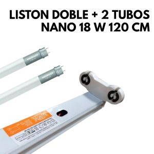 LISTON DOBLE + 2 TUBOS NANO 18 W 120 CM CALIDO - Vista 2