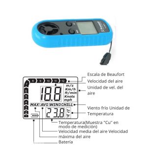 ANEMóMETRO DIGITAL TS-AN816 MIDE TEMPERATURA Y VIENTO PRONEXT - Vista 4