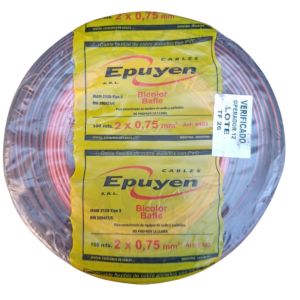 CABLE BIPOLAR BAFLE AUDIO BICOLOR ROJO Y NEGRO 0.75MM X 100 MTS EPUYEN - Vista 2