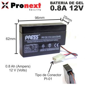 BATERIA DE GEL DE 12V 0.8 AH PRESS - Vista 2
