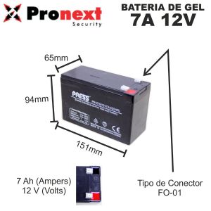 BATERIA DE GEL 12V 7 AH CON CARGADOR DE 12V 1 AH C/ CORTE AUTOMATICO PRONEXT - Vista 3