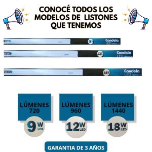 LISTON LED 9W 60 CM T5 FRIO PVC 220V IP20 CANDELA - Vista 6