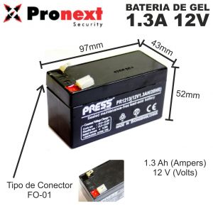 BATERIA DE GEL DE 12V 1.3 AH PRESS - Vista 2