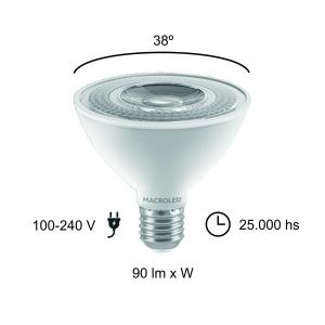 LAMPARA PAR 30 LED 11W E27 DE PVC MACROLED - Vista 6
