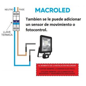 REFLECTOR LED SMD 20W IP65 CON SENSOR MOVIMIENTO MACROLED - Vista 8