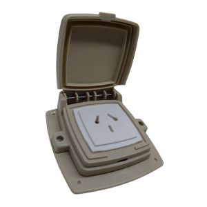 LLAVE 1 TOMA 10A (ESPECIAL) CAPSULADO P/ EMBUTIR BEIGE EXULTT - Vista 2