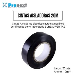 CINTA AISLADORA 20 MTS NEGRA 0.13MM*19MM PRONEXT - Vista 2