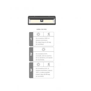 ARTEFACTO SOLAR DE PARED 10W CON SENSOR DE MOVIMIENTO 2 FUNCIONES IP65 MACROLED - Vista 4