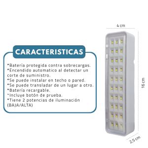 LUZ DE EMERGENCIA 30 LED AUTONOMA CANDELA - Vista 5