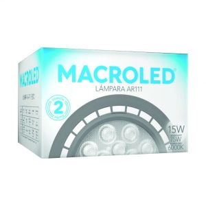 LAMPARA AR111 LED 15W 25º GU10 DIMERIZABLE DE PVC GRIS MACROLED - Vista 4