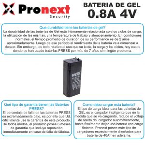 BATERIA DE GEL DE 4V 0.8 AH PRESS - Vista 3