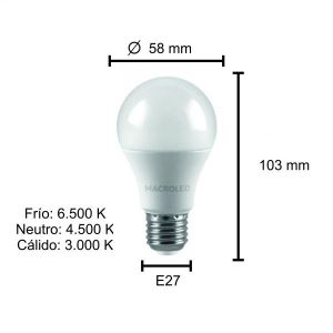 LAMPARA BULBO LED 6.5W E27 MACROLED - Vista 6