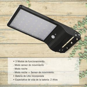 LUMINARIA SOLAR LED 3W EQUIVALE 25W C/ SENSOR DE MOVIMIENTO ATOMLUX - Vista 4