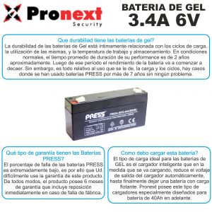 BATERIA DE GEL DE 6V 3.4 AH PRESS - Vista 3