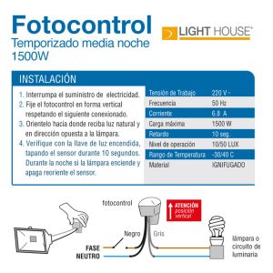 FOTOCONTROL 4 CABLES 1500 W LIGHT HOUSE - Vista 3