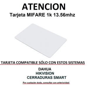 TARJETA MIFARE PARA SISTEMAS HIKVISION, CERRADURAS SMART, Y OTROS - Vista 3