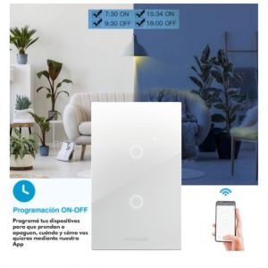 LLAVE LUZ PARED INTERRUPTOR WIFI TOUCH SMART 2 CANALES MACROLED - Vista 2