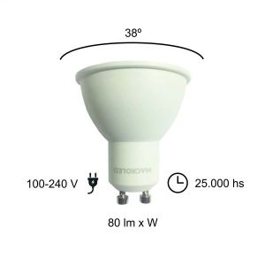 LAMPARA DICROICA LED 7W GU10 DE PVC MACROLED - Vista 8