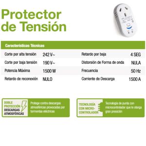 PROTECTOR DE TENSION 1500W TV STAND BY - Vista 2